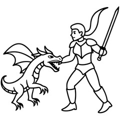 Fototapeta premium Rpg fantasy warrior battling a dragon