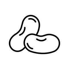Kidney beans, pea pods vegetables legumes isolated outline icon. Vector organic vegetarian food, peeled grains.