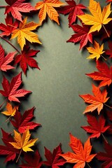 Vibrant autumn leaves in red, yellow, and orange hues creating a textured background perfect for fall themed designs,  texture,  foliage
