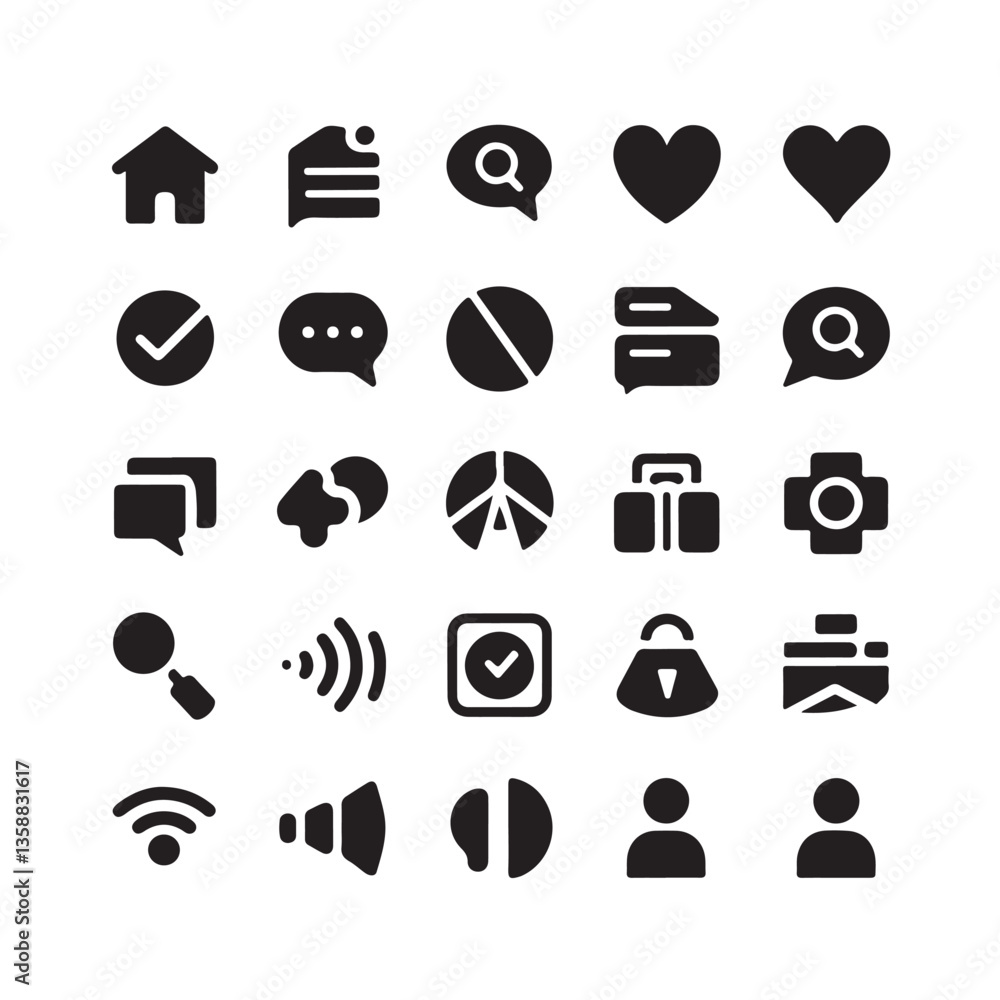 Poster minimalist ui icon set for apps and websites