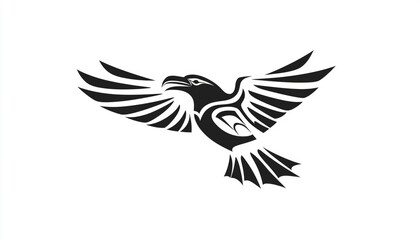 Obraz premium Eagle soars alone stylized tribal art for nature, logo, conservation themes