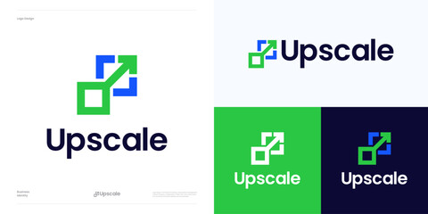 Arrow with square logo icon design vector, for AI Image up scale resolution size digital or add pixels detail image usable for artificial Intelligence technology, software and brand identity business.