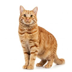 Obraz premium Adorable domestic cats and kittens in various positions isolated on white background suitable for pet designs and animal content 