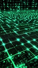 Obraz premium 4. A futuristic green digital grid pattern with soft glowing highlights