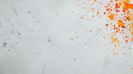 Abstract Orange Paint Splatter on White Textured Background Design