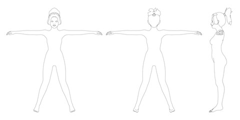 Three people are standing in a line, with their arms outstretched. Concept of unity and teamwork, as the people are all working together towards a common goal