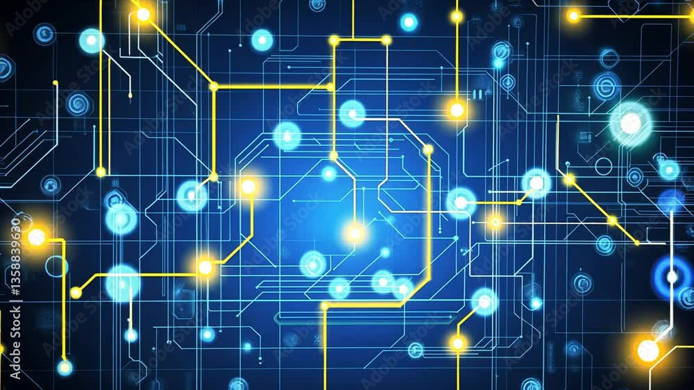 Poster futuristic technology interface with abstract circuitry patterns generative ai