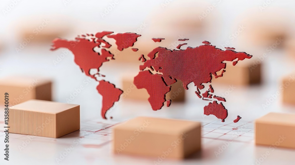 Poster cargo logistics and global network in freight transportation concept. abstract representation of glo
