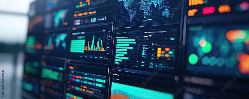 Poster cargo logistics tracking in world map and business network concept. close-up of dynamic data visuali