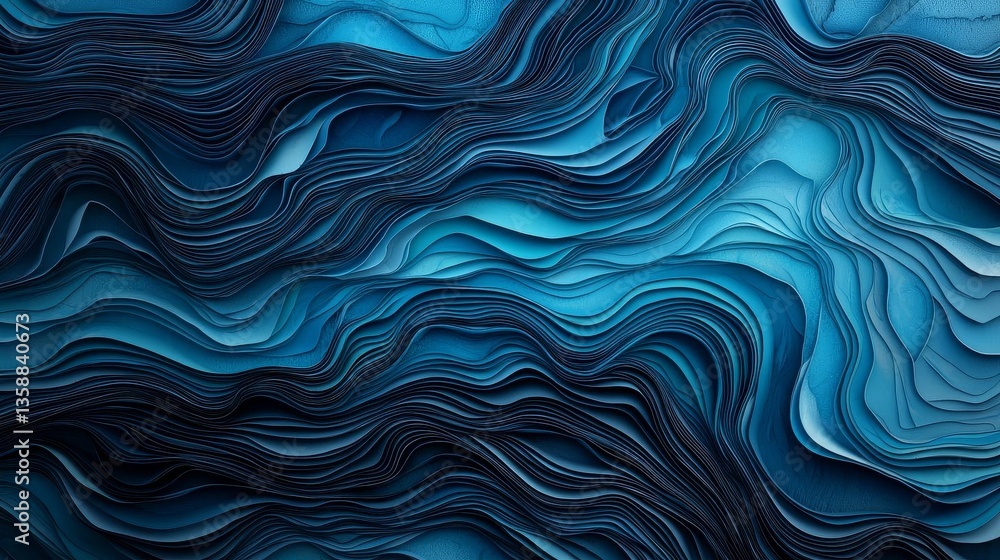 Aufkleber abstract waves of blue layers create a soothing visual texture for various designs.