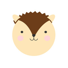 Cute face of hedgehog animal with round shape with cheerful color, illustration design with flat design style. For kids or babies. Suitable for t-shirt design, wrapping paper