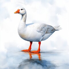 Obraz premium Watercolor illustration of a duck isolated on a white background for artistic and educational applications