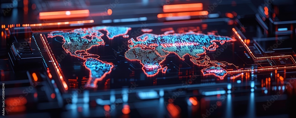 Poster cargo logistics tracking in world map and business network concept. futuristic digital world map wit