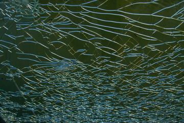 Broken glass, with river water on the opposite side