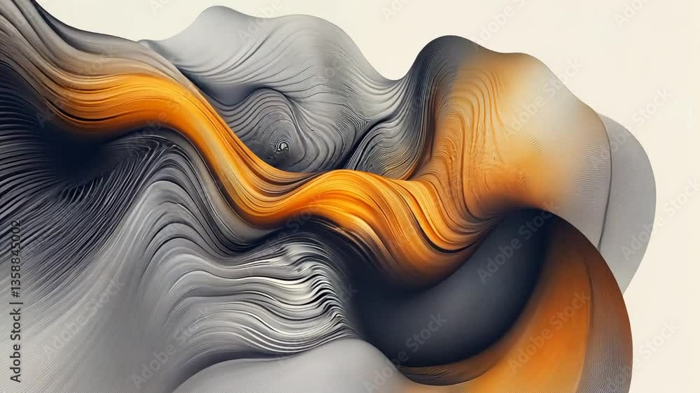 Poster dynamic waves create an abstract pattern with orange highlights generative ai