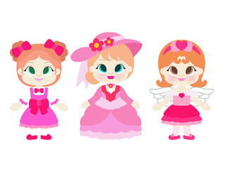 Cute cartoon children pink dress