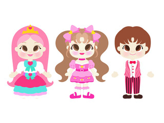 Girl pink dress valentines cute cartoon