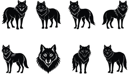 Wolf Vector Shilhouette Bundle Set Collection