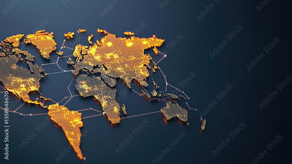 Poster cargo logistics tracking in world map and business network concept. digital map of the world with gl