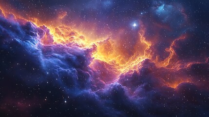 Fototapeta premium Cosmic nebula in space with glowing hues high resolution background