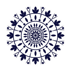 Ornamental round lace mandala with floral and vintage design