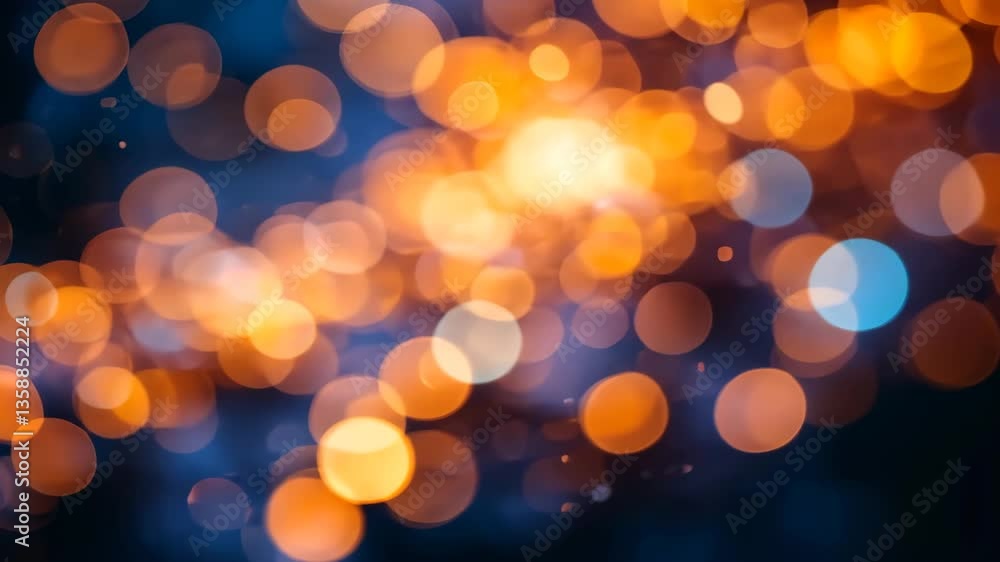 Poster abstract bokeh background of glowing orange and blue circles with soft focus effect