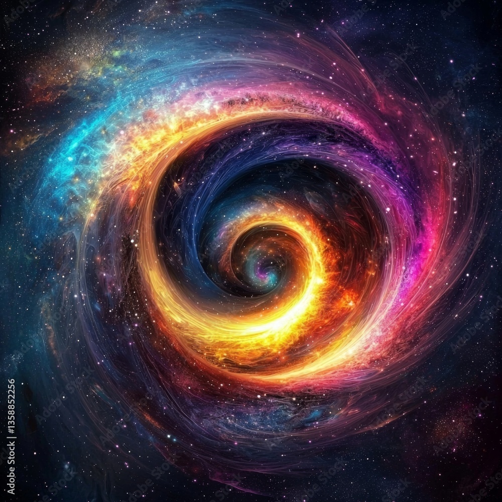 Wall mural abstract depiction of a starry galaxy with a spiral design.