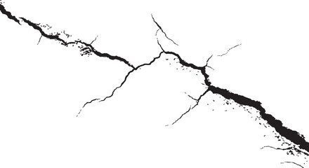 Earth cracks texture on isolated vector background. black lightning bolts. Earth crack.	