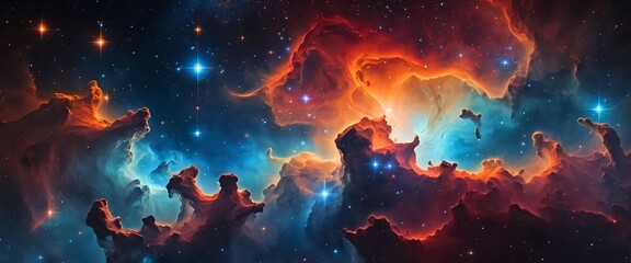 Cosmic Nebula Celestial Landscape of Fire and Ice