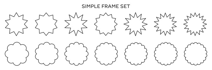 シンプルな丸フレームのベクターイラストセット。枠、見出し、タイトル、丸、円形