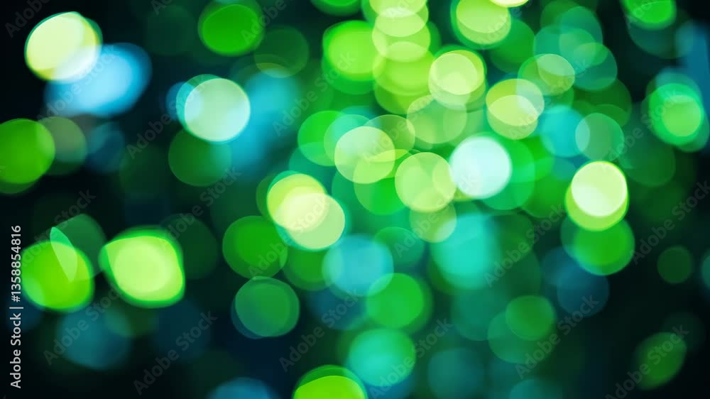 Aufkleber abstract bokeh background with green teal circular lights on dark backdrop