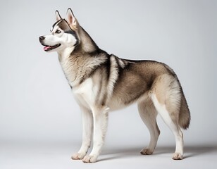 Fototapeta premium Siberian Husky Dog Profile on White Background