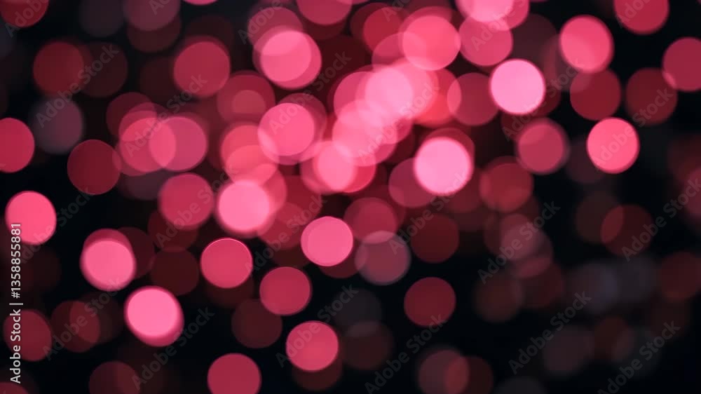 Poster Abstract Bokeh Background with Red and Pink Circular Lights on Dark Backdrop