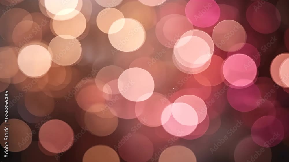 Poster Abstract Bokeh Background With Soft Round Glowing Lights In Warm Pink And Orange Tones