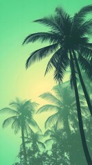 Fototapeta premium 47. A tropical summer green background with palm tree silhouettes