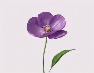 Obraz premium Single Purple Poppy Flower on White Background