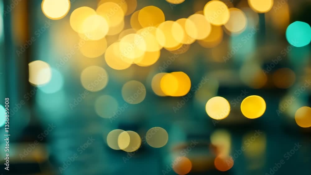Poster abstract bokeh lights with yellow and teal blur background for a dreamy visual
