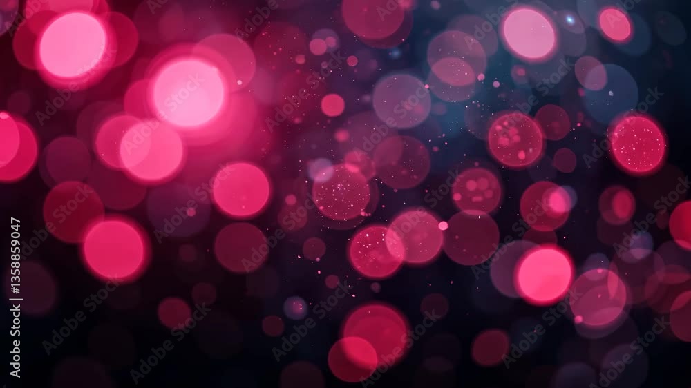 Poster abstract bokeh of pink and blue lights with dark background particles creating dreamy atmosphere