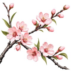 Pink Almond Blossom Branches