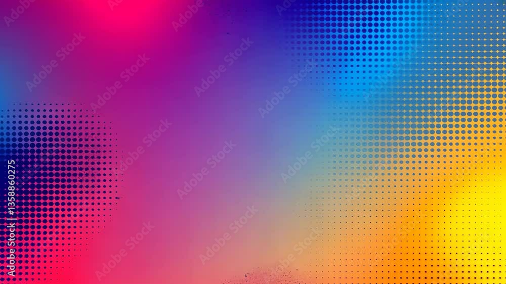 Poster abstract colorful gradient with halftone dots forming modern digital art background