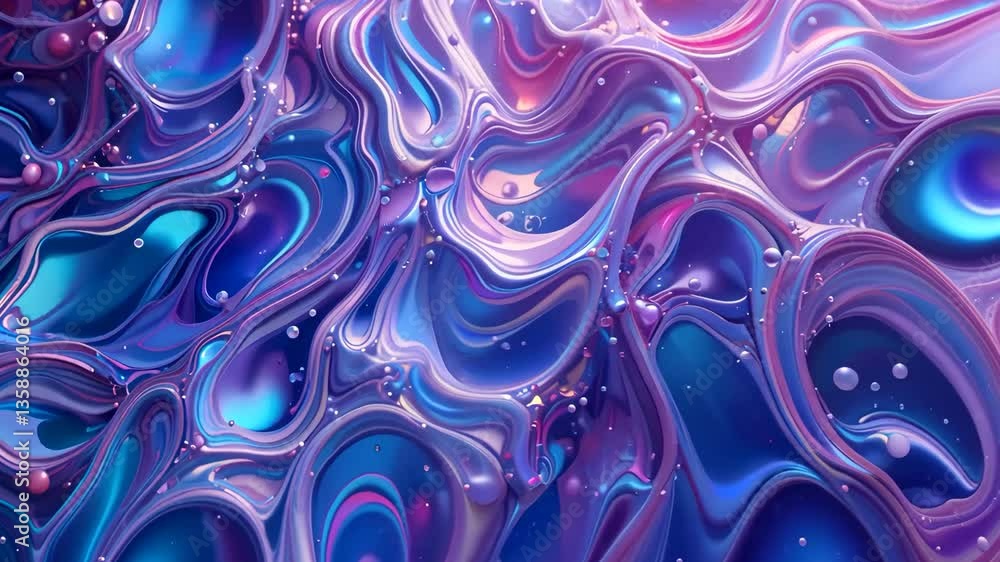 Poster abstract fluid art featuring swirling gradients of purple and teal colors creating dynamic liquid pa