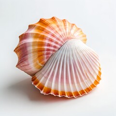 Orange and Pink Seashell on White Background