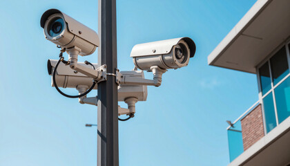 Surveillance cameras monitoring urban environment  