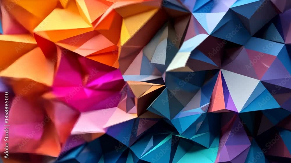 Poster abstract geometric mosaic of triangles with vivid color and texture