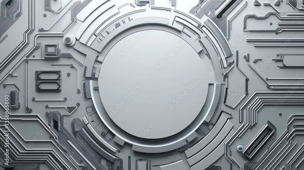 Aufkleber futuristic circuit board with empty circle center. possible use modern technology background