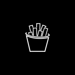 Fried potato icon isolated on black background
