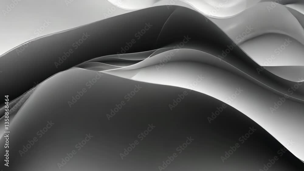 Poster abstract grayscale illustration of flowing waves for design elements