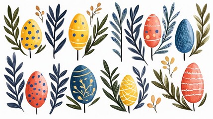 Stylized springtime bouquet in vibrant yellow orange tones featuring hand drawn botanical elements and seasonal leaf accents on white background as decorative vector illustration