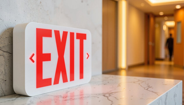 Exit Sign in Modern Office Environment  