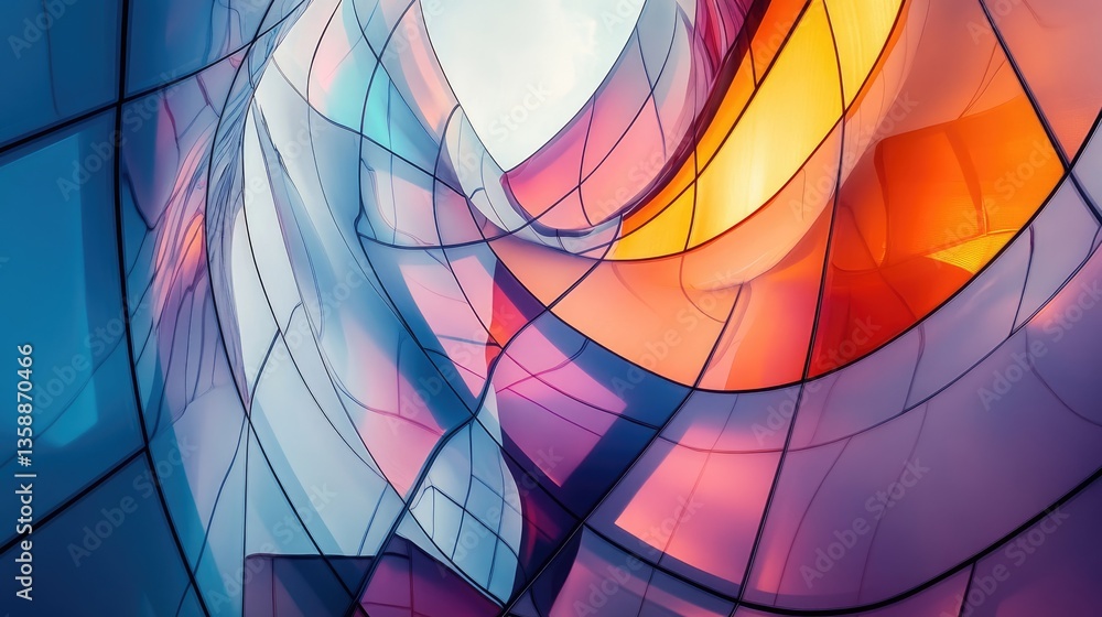 Poster abstract colorful background with curved shapes and light reflections ideal for creative and artisti